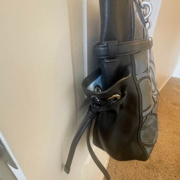 Coach Colette Black and Grey Patent Leather/Leather Patchwork Tote - Picture 5 of 6